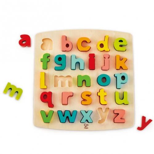Sturdy lowercase ABCs can stand alone to spell words or fit into place to form the alphabet.