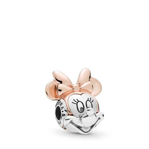 Disney, Two-tone Minnie Portrait Charm, PANDORA Rose™ PANDORA Rose with sterling silver, Silicone